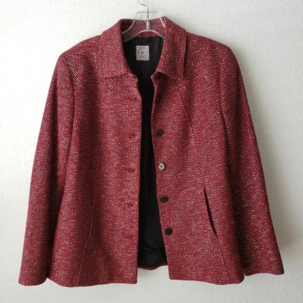 Vintage Ann Freedberg Zoe Tweed Blazer Viscose Cotton Linen Blend size 4